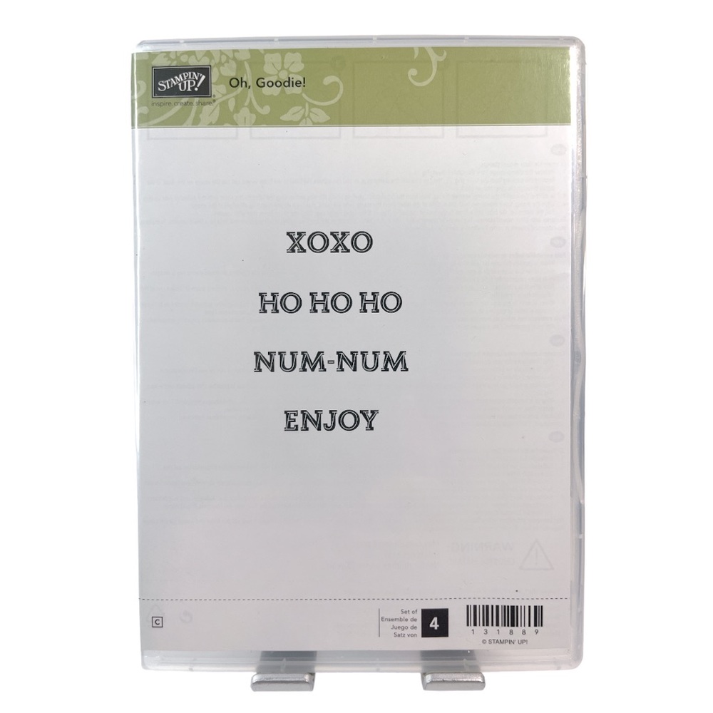 Stampin’ Up! “Oh, Goodie” Rubber Stamp Set of 4. Retired. Stamp Set 131889.